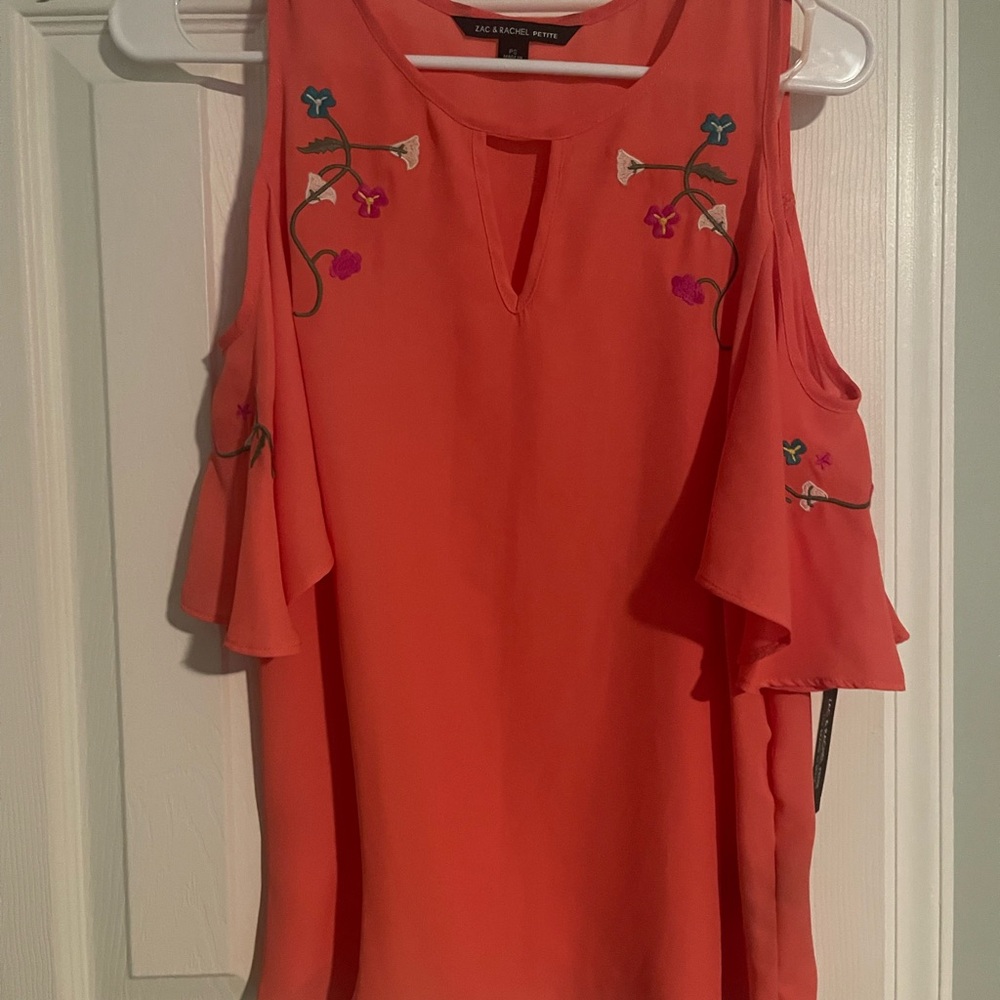 Zac & Rachel Petite Coral Blouse